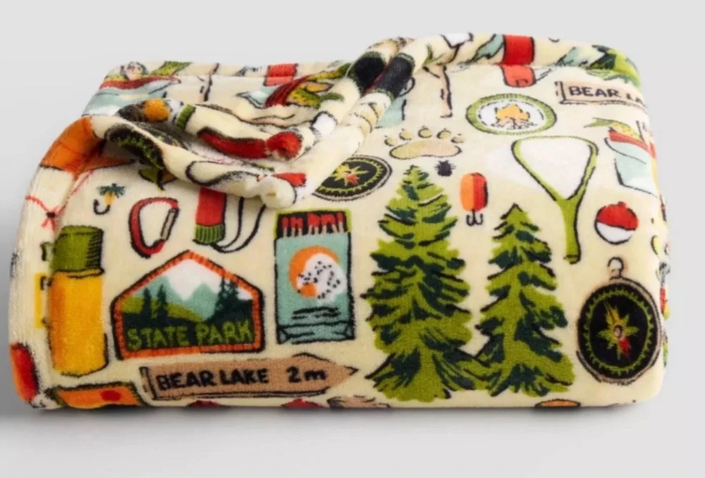 The Big One Camping  Plush Throw Blanket